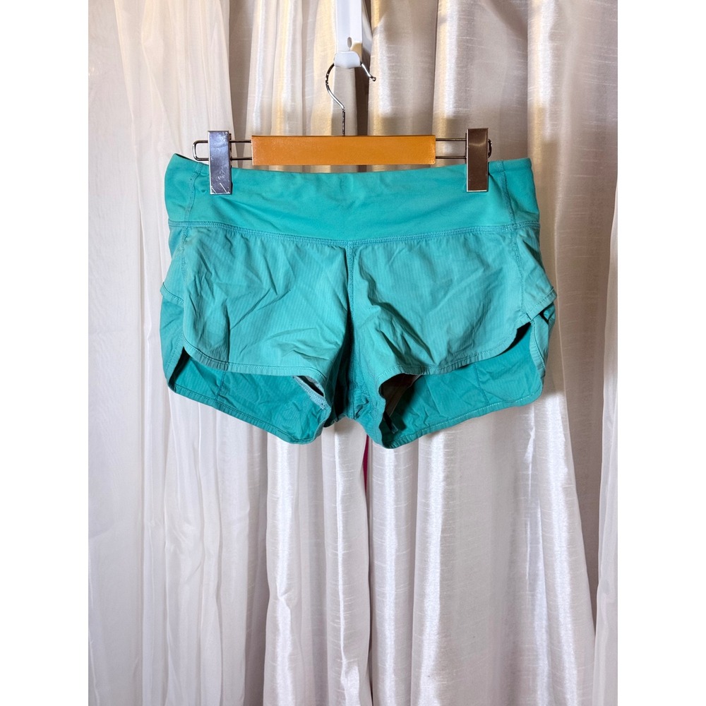 Lululemon Speed Up Shorts Womens 4 Teal Turquoise Low Rise Running Athletic